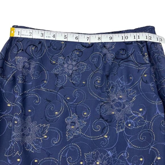 ANNE CRIMMINS For UMI Collections 100% Silk Blue Pencil Skirt Size 8 (G10144) - Picture 6 of 7
